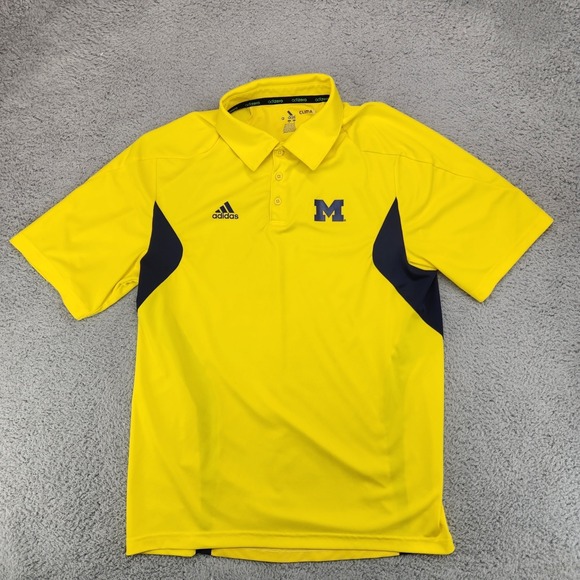 adidas Other - ADIDAS University of Michigan Wolverines Clima Lite Polo Shirt Mens M Yellow